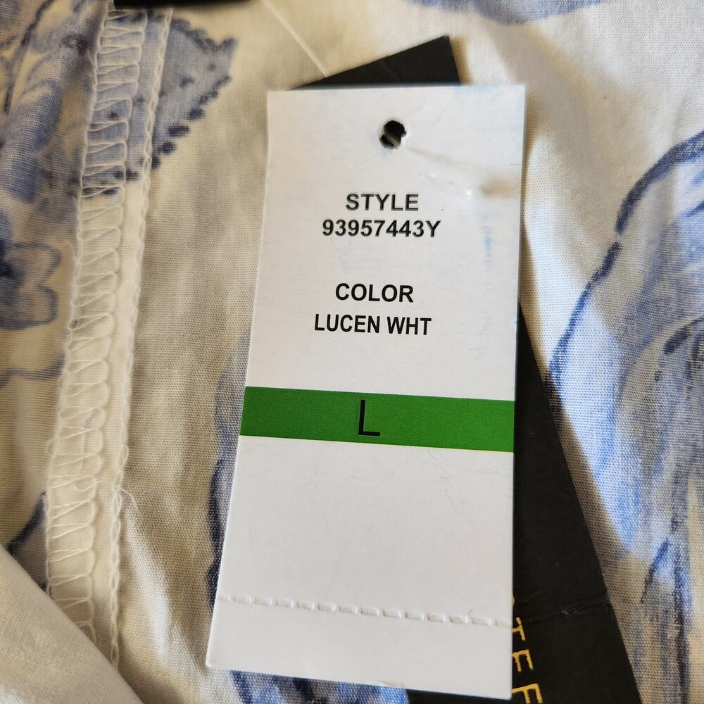 Cynthia Steffe Shirt Dress Women's L White Blue Floral Flared Coastal Nautical - Picture 10 of 16